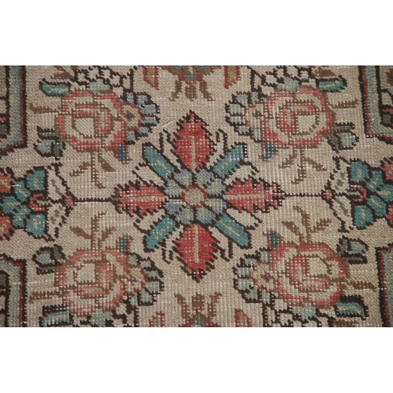 Hand Knotted Oriental 100% Wool Carpet Traditional Medallion Beige & Ivories Tabriz Area Rug - 11' 7'' X 8' 3''