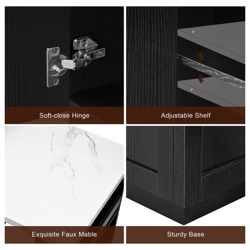 31.5'' Kitchen Island with Extendable Dining Table for 4-6 Person, Power Outlet, Open Shelves and 2 Drawers