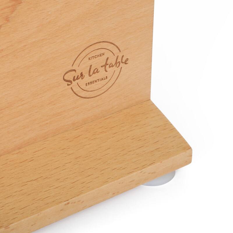 Sur La Table Kitchen Essentials 5 Piece German Steel Blade With Triple Riveted Handle Set on Beechwood Magentic Block