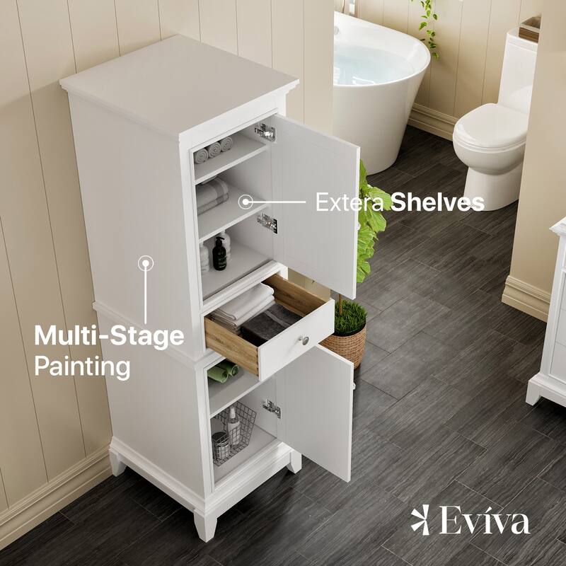 Eviva Elite Stamford 24" White Freestanding Linen Cabinet
