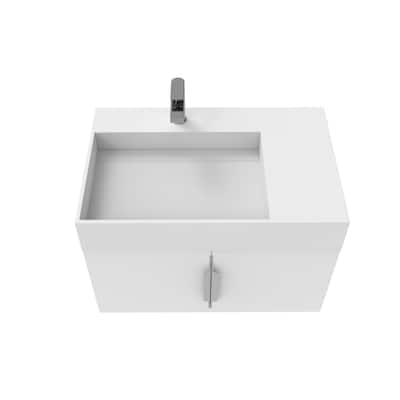 Amazon 30" Wall Mounted Bathroom Left Basin Vanity Set w/ White Top