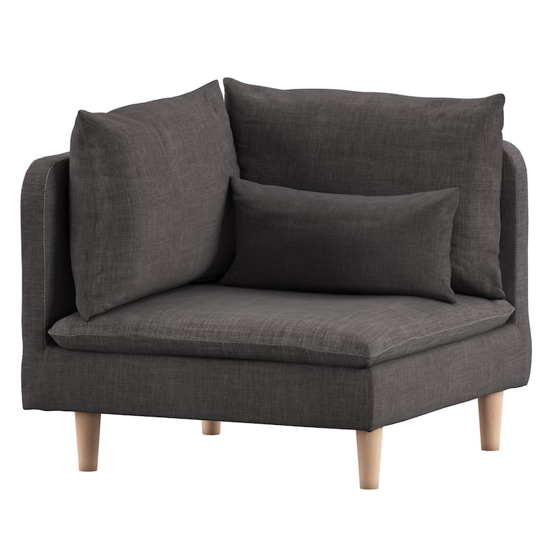 Malina Modular Mid-Century Corner Chair by iNSPIRE Q Modern - Dark Grey Linen-Corner Chair