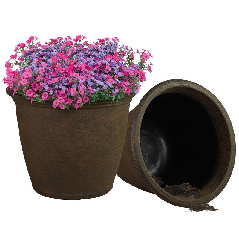 Sunnydaze Anjelica Outdoor Flower Pot Planter - 20-Inch - 2-Pack
