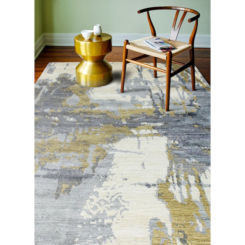 Bashian Sausalito Ivory/Blue Contemporary Area Rug