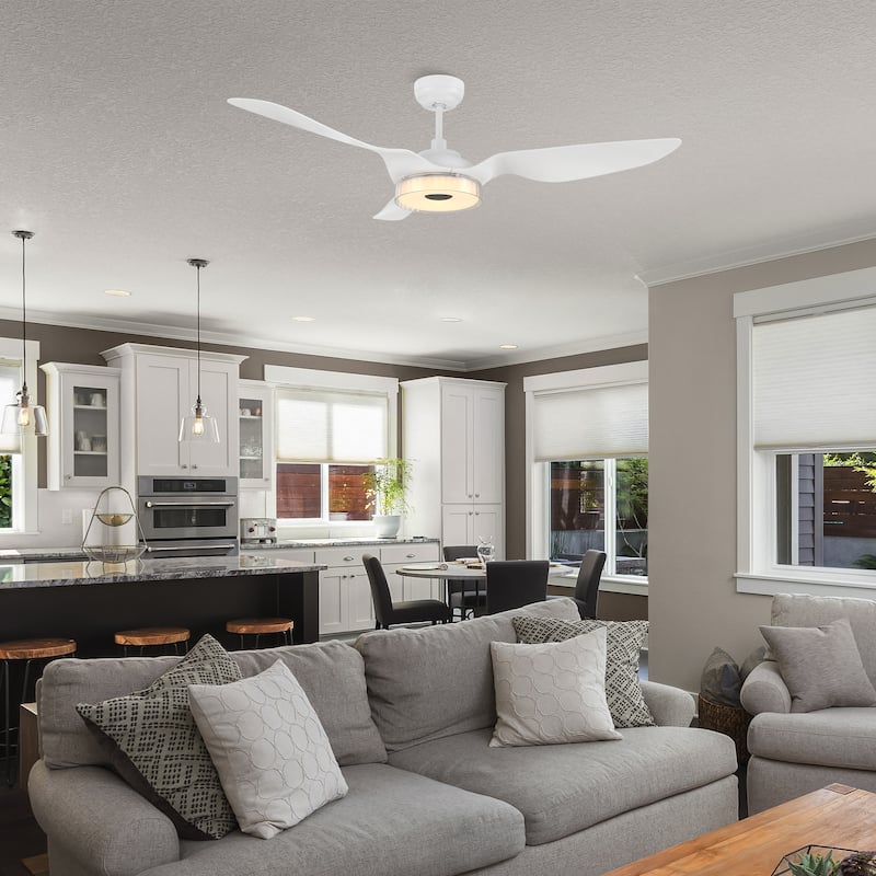 CARRO Felix 56" ABS 3-Blade Indoor Black Smart Ceiling Fan with Light and Remote