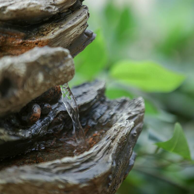 GDFStudio -Alex Outdoor Polyresin Wood-Look Water Fountain