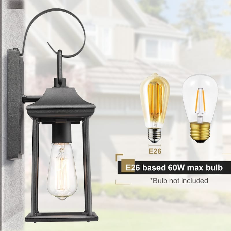 Outdoor Wall Lantern Sconce Black Finsh With Clear Glass - N/A