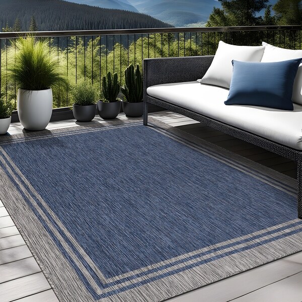 Washable Quick-Drying Indoor/Outdoor Rug, Bordered, Farmhouse