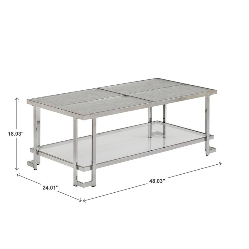 Cobble Chrome Finish Coffee Table with Textured Glass Top by iNSPIRE Q Modern