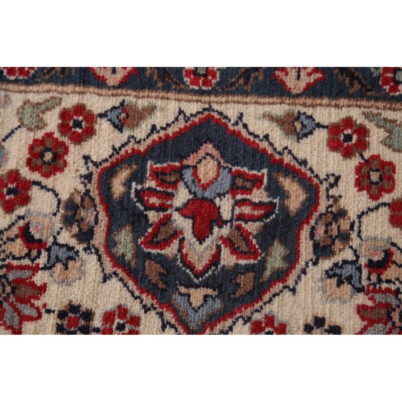 Floral Red Kashan Indian Area Rug Handmade Wool Carpet - 6'1"x 9'4"