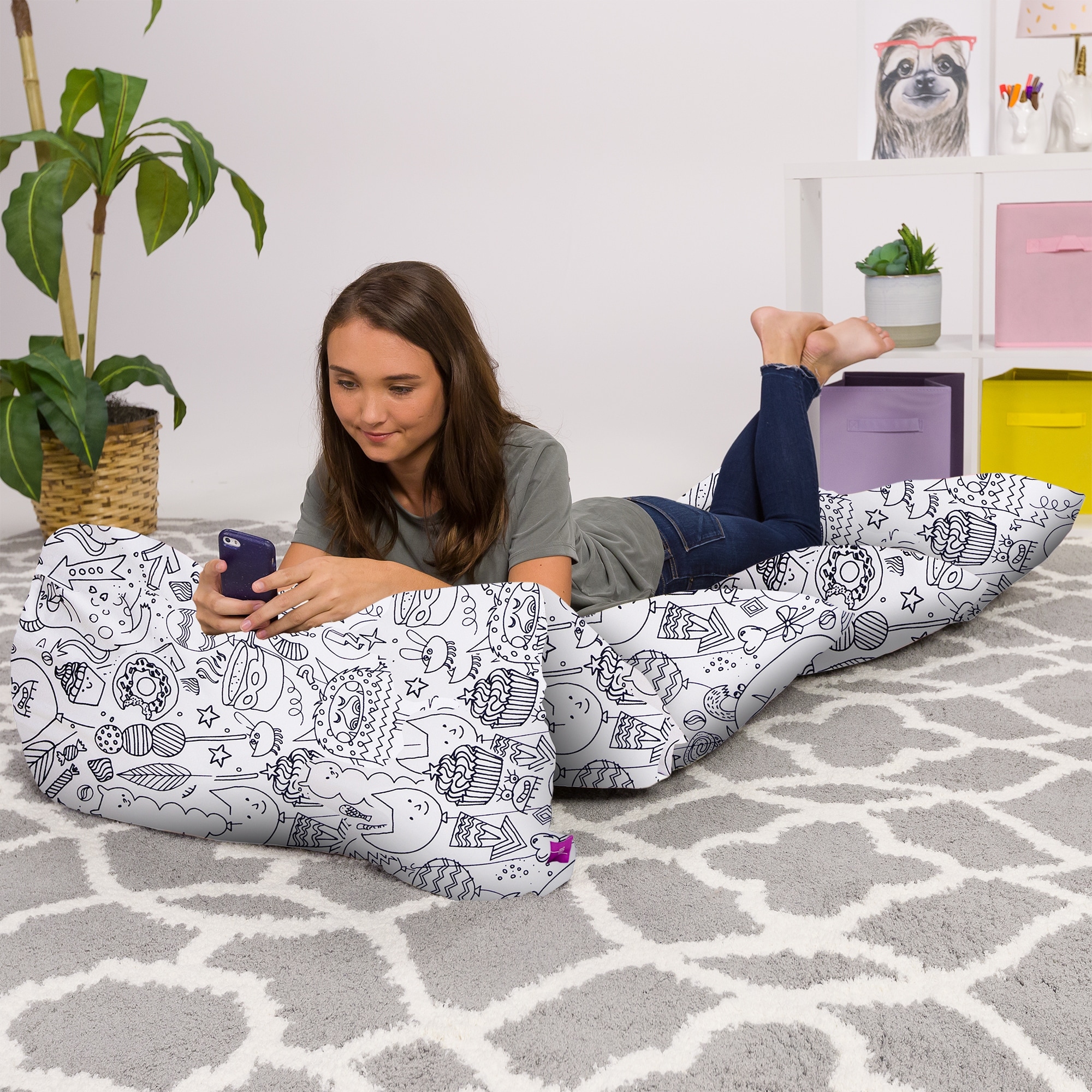 Kids Floor Pillow Cover Premium Cushion and Lounger Covers for