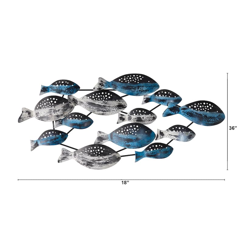 3' x 1.5' Coastal Fish Metal Wall Art Decor