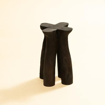 Medium Wooden Pedestal Display Stand - 9" - Black