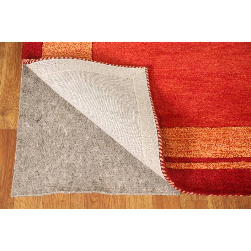 Orange Gabbeh Indian Area Rug Hand-Tufted Solid Wool Carpet - 5'3" x 7'7"