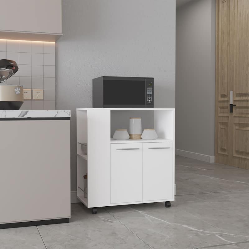 Kitchen Cart, 2 Doors, 3 Shelves, 4 Wheels