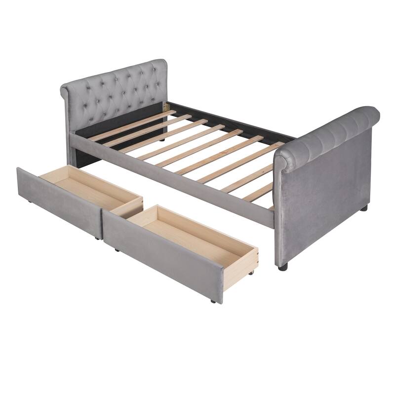 Modern Twin Daybed with Two Storage Drawers, Elegant Design