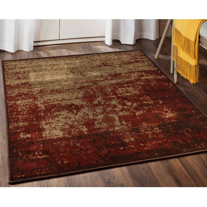 Superior Acid Wash Modern Gradient Indoor Area Rug or Runner - 5' Square - Auburn