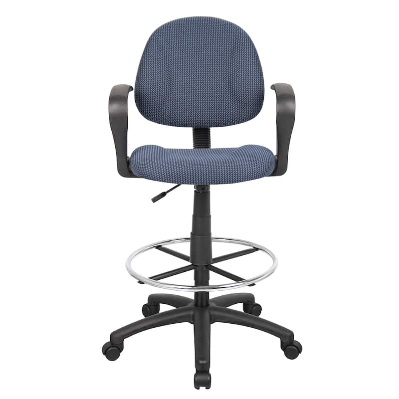 Boss Adjustable Black Loop Arm Drafting Stool with Wheel Casters
