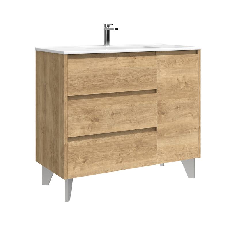 WS Bath Collections Lila C100 Lila 40" Free Standing Single Basin - Natural Oak - Oak Finish
