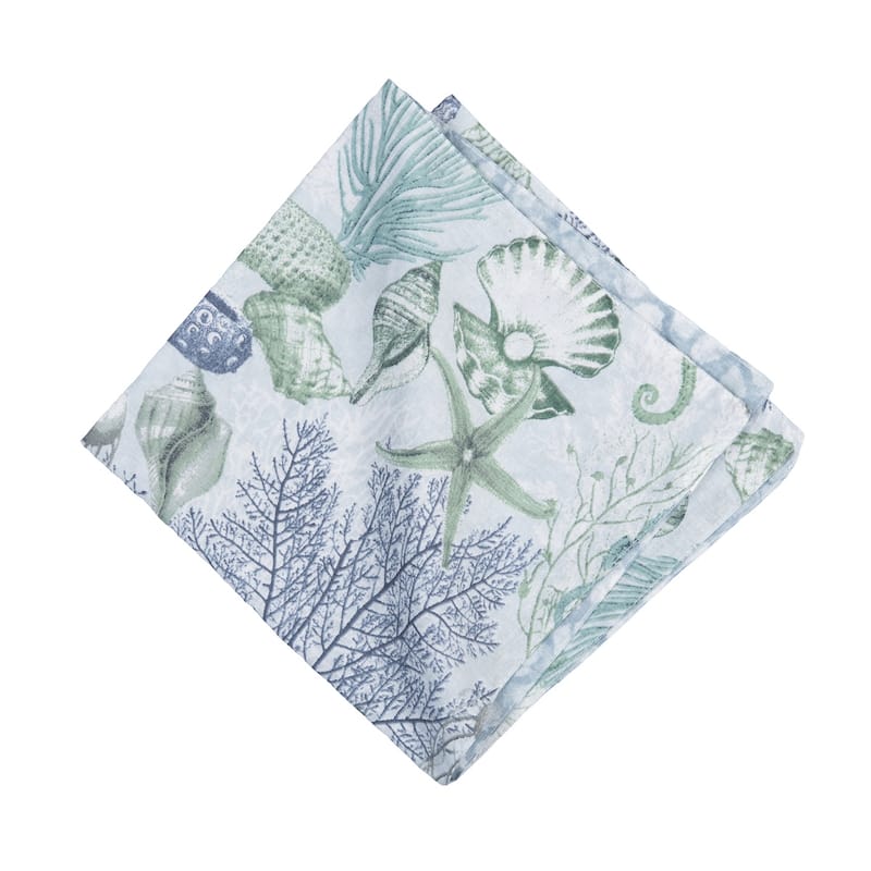 20" Shoreline Waters Cotton Napkins Set of 6 - Nautical Seahorse & Coral
