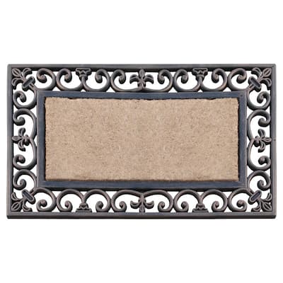 A1HC Natural Rubber & Coir Classic Paisley Border 18 in. x 30 in. Door Mat