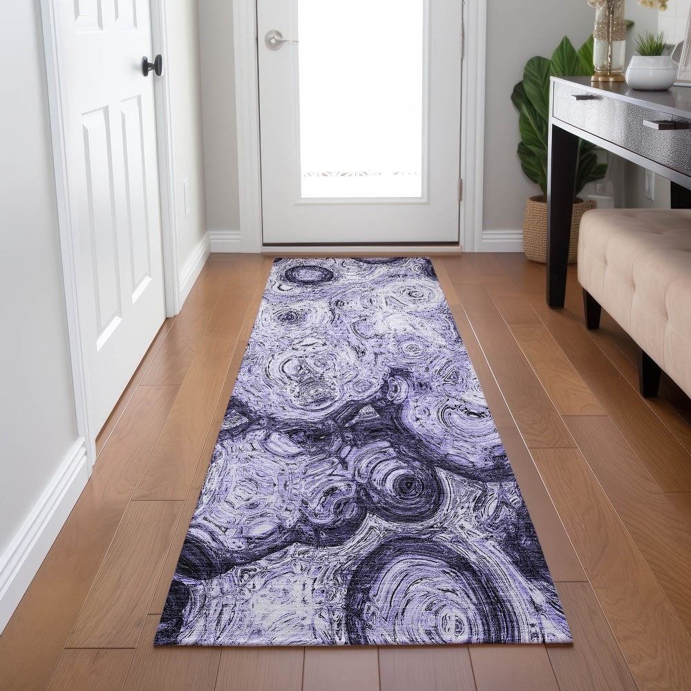 Machine Washable Indoor/ Outdoor Chantille Abstract Waves Rug