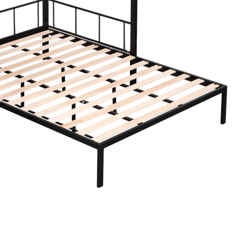 Twin Over Full Bunk Bed with Shelves, Grid Panel & Separate Full Bed
