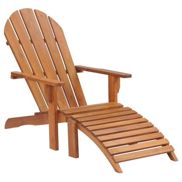 Shop Black Friday Deals On Chic Teak Adirondack Teak Wood Chair With Footstool Overstock 31288308