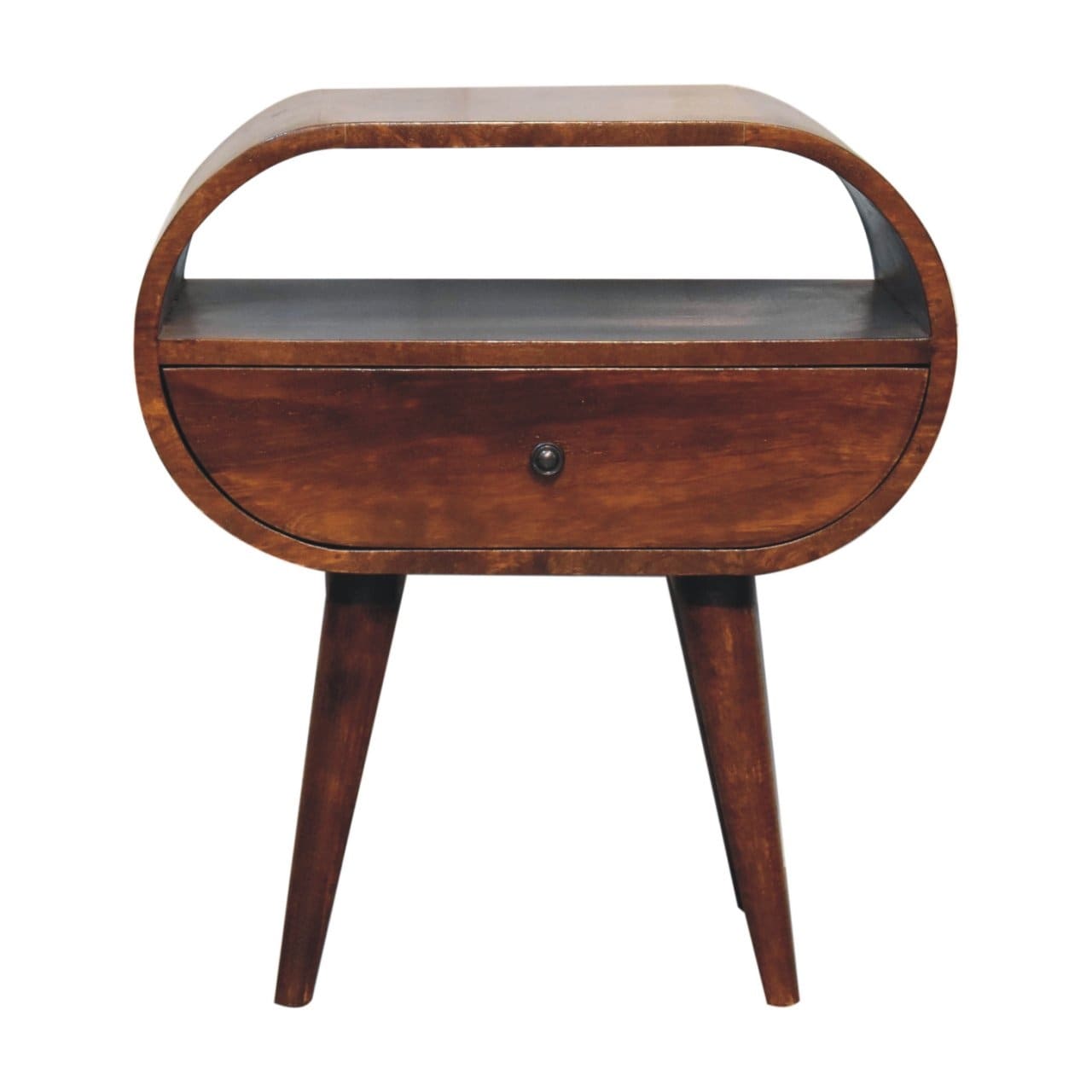 Artisan Furniture Solid Wood Large Chestnut Circular Open Bedside