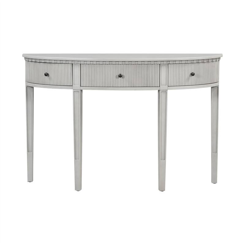 Curve Design Console Table with 3 Storage Drawers, Modern Entryway Table Sofa Table with Vertical Stripe Design and 4 Legs