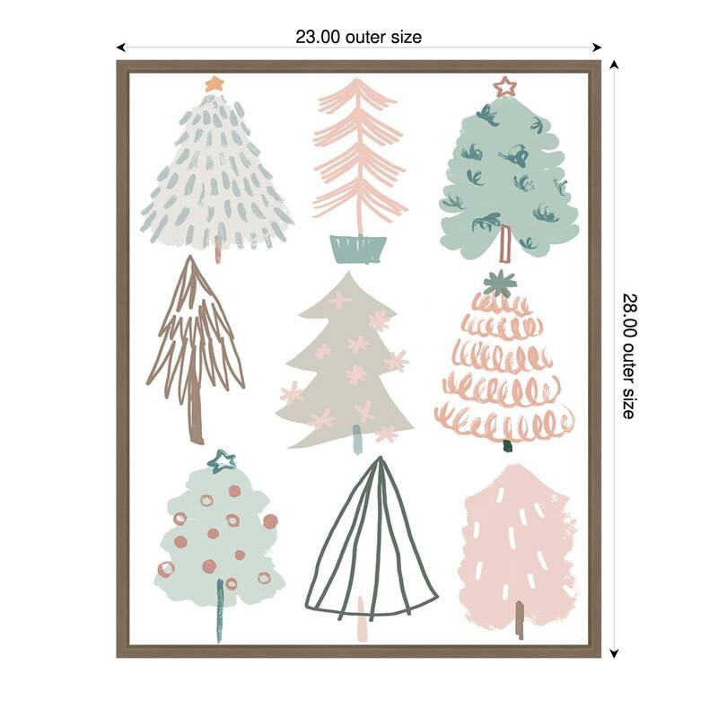 Christmas Tree Sketchbook I by June Erica Vess (23 x 28 in.), Framed Canvas Wall Art Print - Sylvie Dark Gold