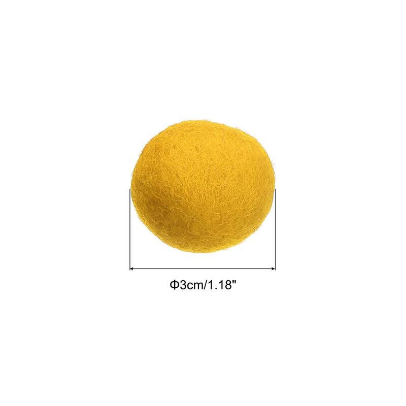 Wool Felt Balls Beads Woolen Fabric 3cm 30mm for Home Crafts 5Pcs - Light Yellow