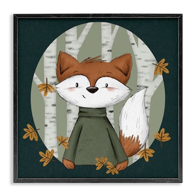 Stupell Autumnal Fox & Birch Trees Framed Giclee Art Design By Sarah Hickman