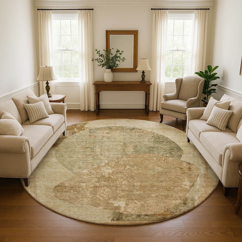 Premium Washable Super Soft Abstract Modern Mayfield Rug - Brown - 8' x 8'