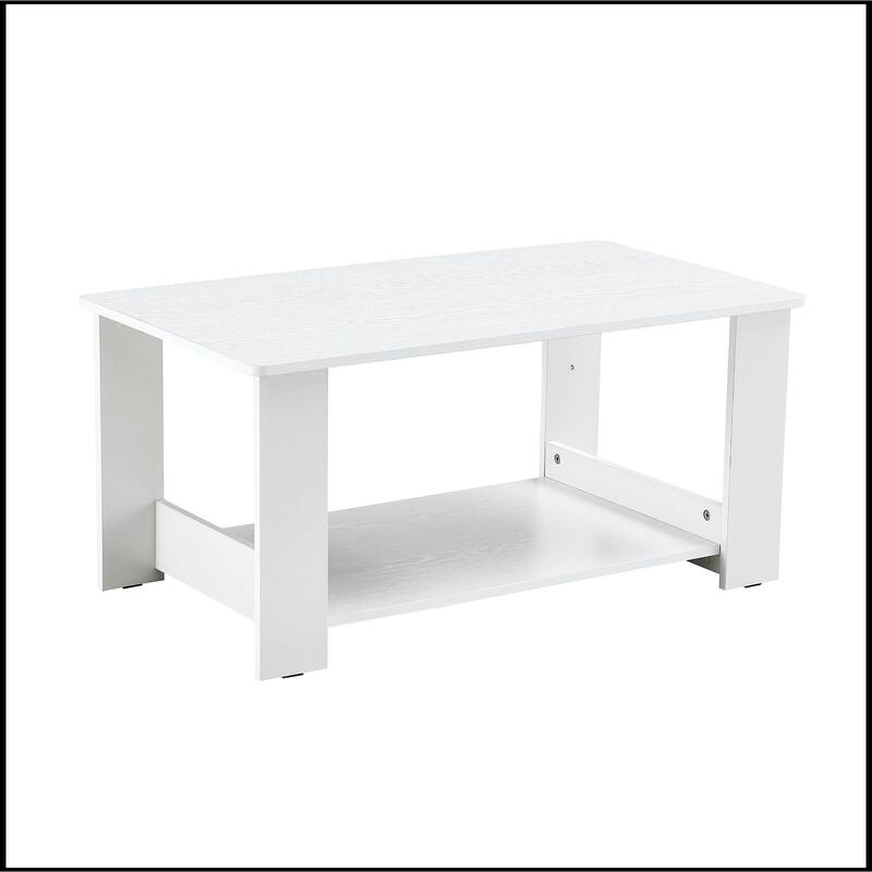 White MDF Double Layered Coffee Table
