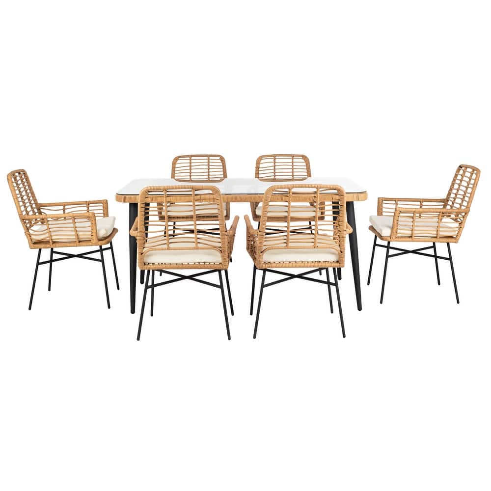SAFAVIEH Outdoor Akeelah 7-Piece Dining Set - 59Wx36Dx29H