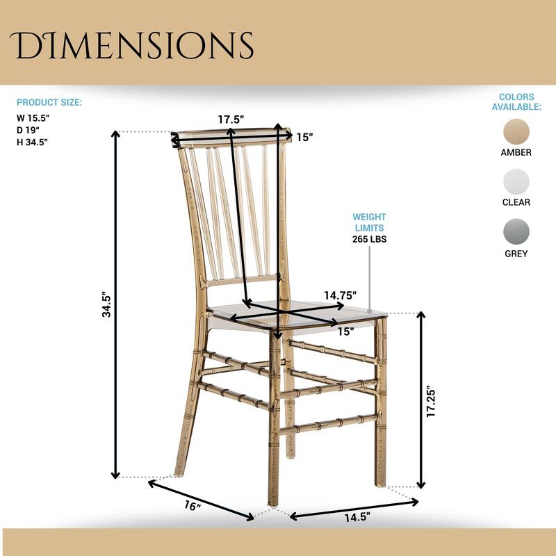 Modern Designs 2 and 4- piece Set of Stackable Transparent Chiavari Chairs for Events - N/A