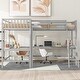 preview thumbnail 1 of 13, Wood Twin Size L-Shaped Loft Bed with Desks & Ladder, Durable Grey
