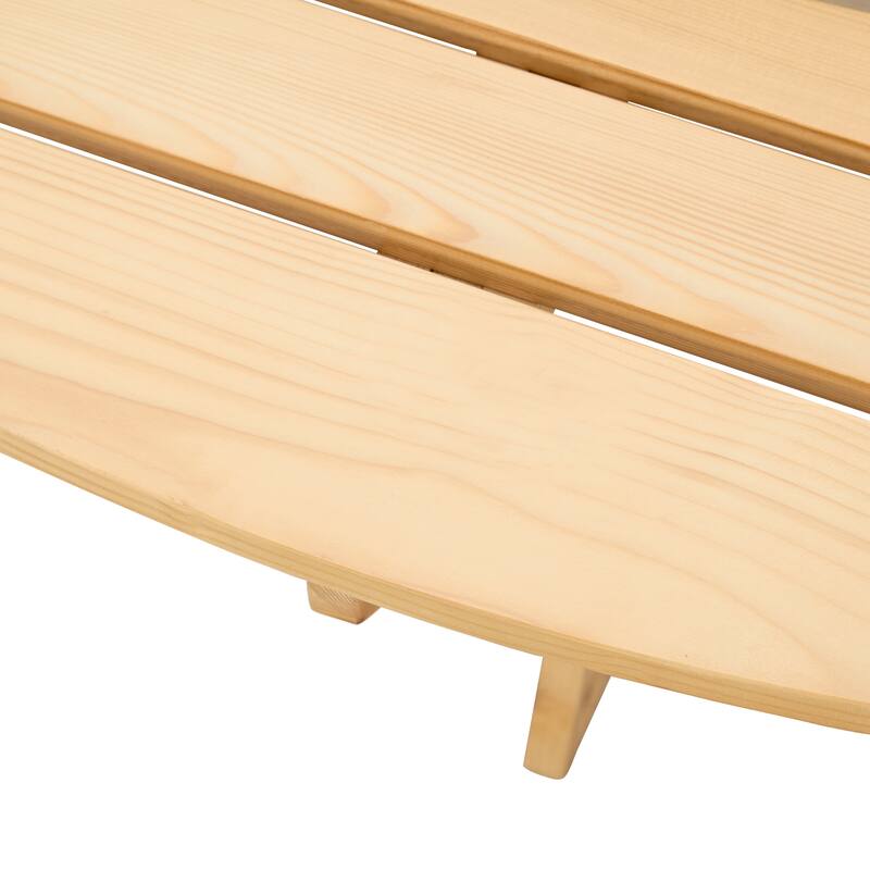 6-Person Outdoor Patio Wooden Round Picnic Table with 3 Built-in Benches and Umbrella Hole