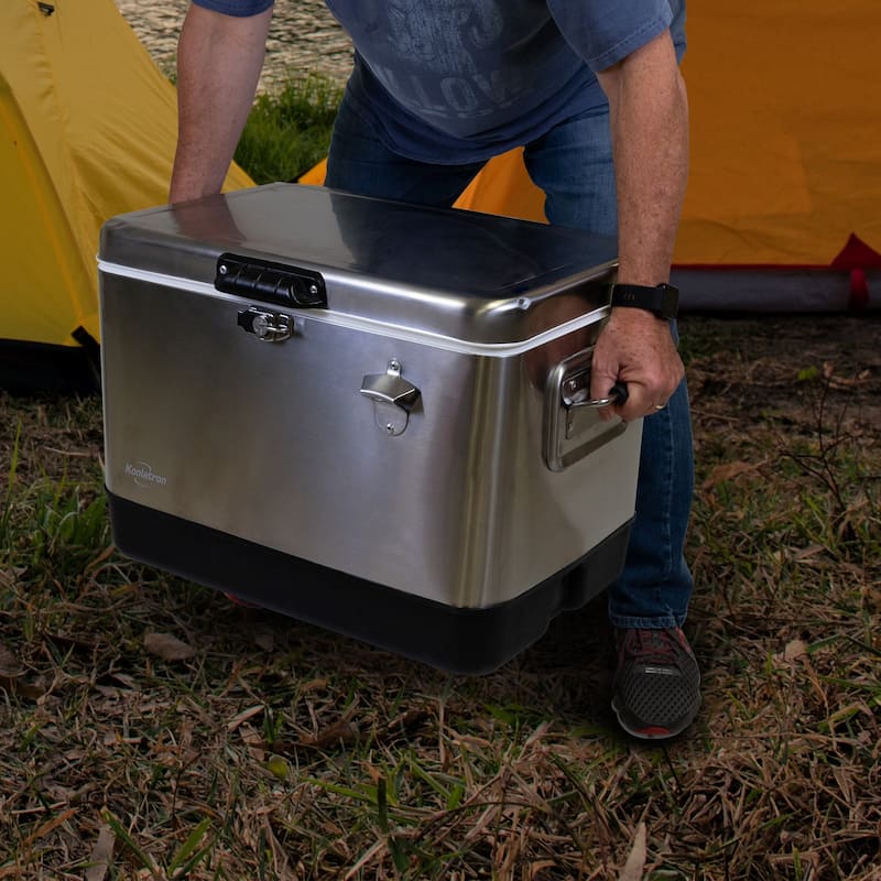 Koolatron Stainless Steel Ice Chest Cooler w/ Opener 51L (54 qt)