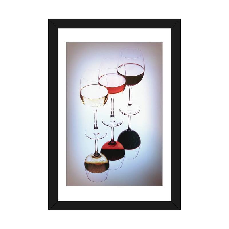 iCanvas "Three Glasses Of Wine, White, Rose And Red" by George Oze PFA - Black - 32x24x1