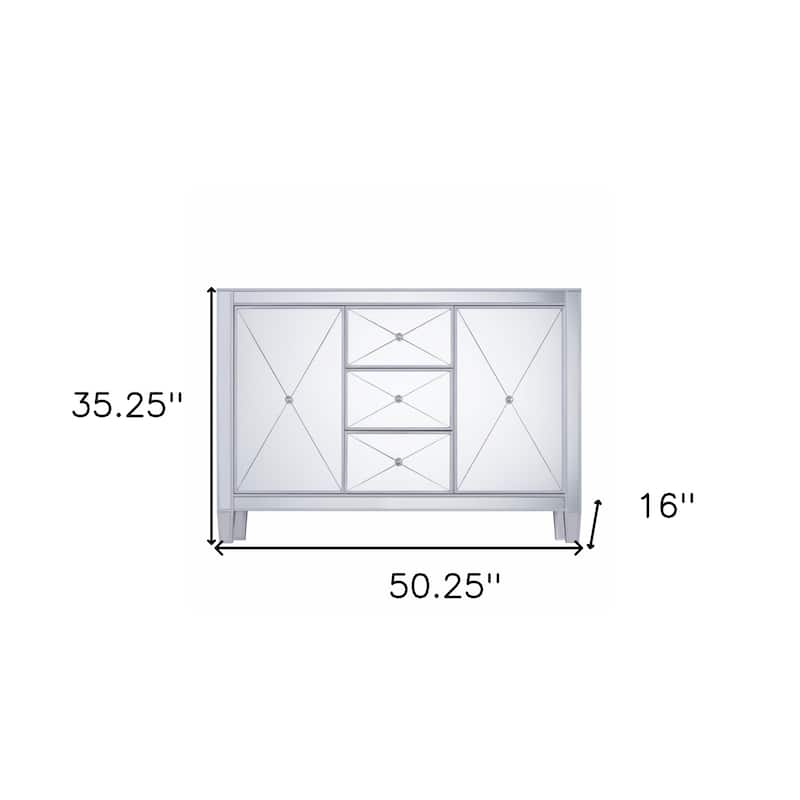 HomeRoots Glamorous Mirrored Bling Multi Storage Accent Cabinet - 50.25' X '35.25' X '16