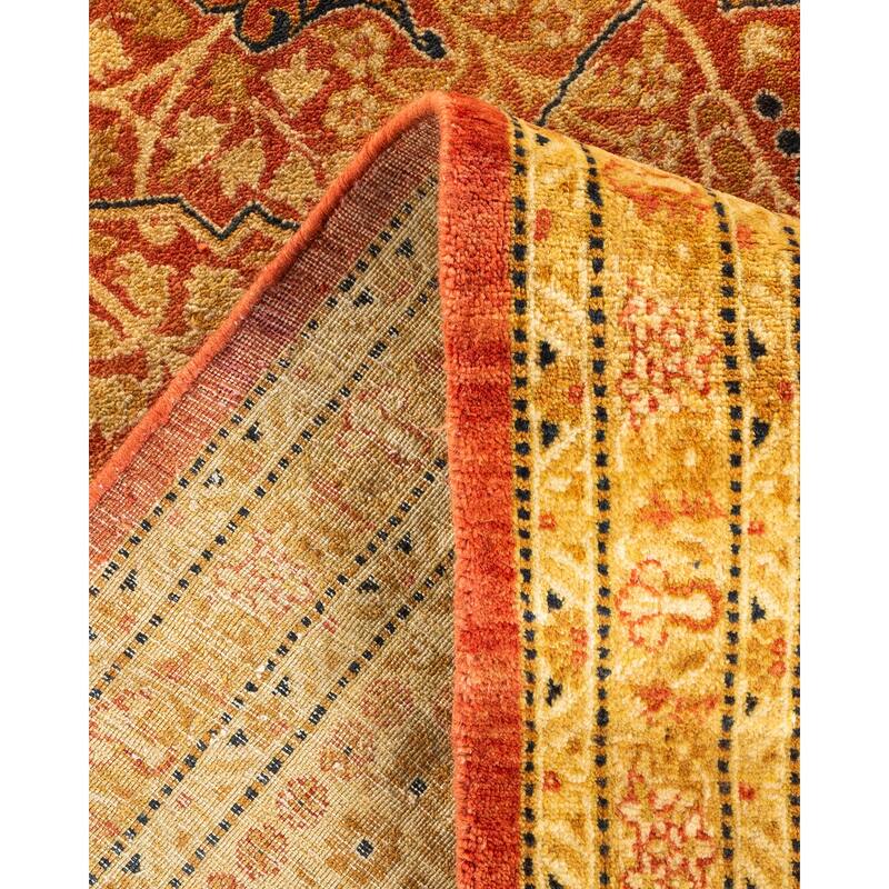 Overton Handknotted Wool Traditional Oriental Orange Square Area Rug - 6' x 9'
