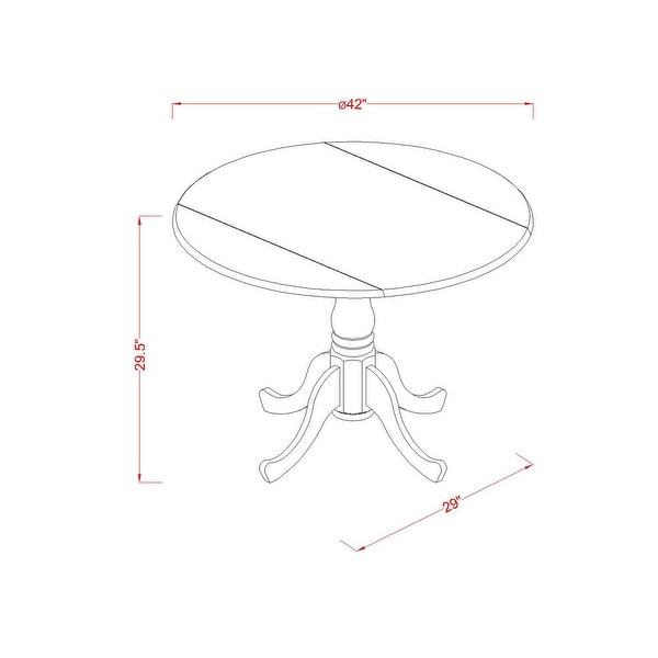 East West Furniture Round Table with Two 9-inch Drop Leaves (Finish Option available)