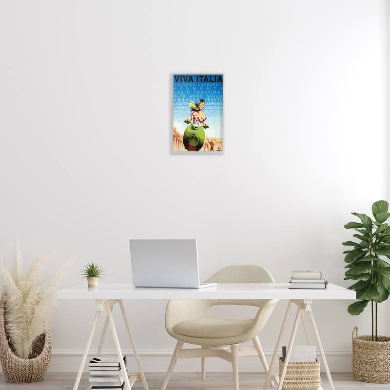 Stupell Vintage Italy Travel Ad Framed Giclee Art Design By Marcus Jules