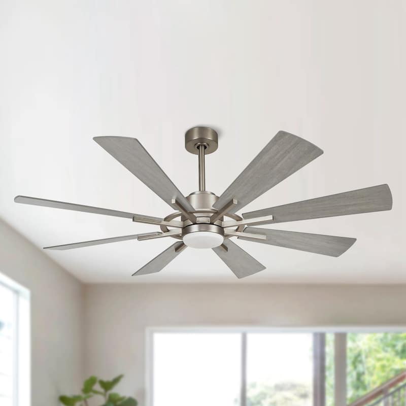 60" Farmhouse 8-Blade Large Windmill Ceiling Fan with Light and Remote