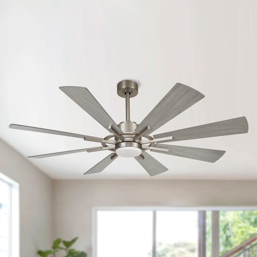 60" Farmhouse 8-Blade Large Windmill Ceiling Fan with Light and Remote