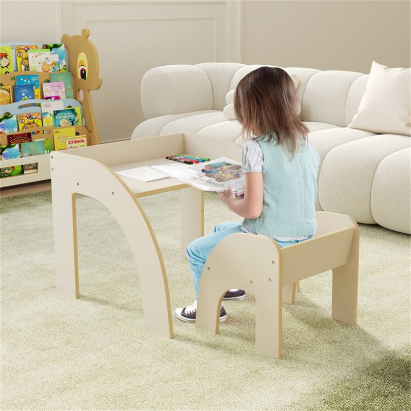 Kids Table and Chair Set for Children 3+ Years Old Multipurpose Drawing Writing Play Furniture - 23.5" x 23.5" x 19.5"