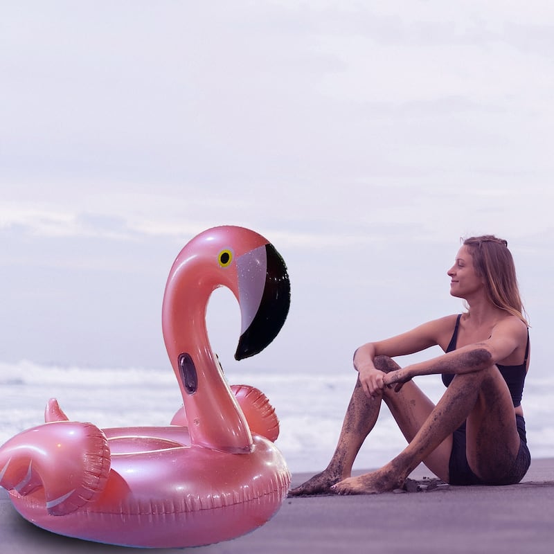 Dimple Giant Inflatable Luxurious Flamingo Pool Float Toy, Fun Beach Floaties, Swim Party Toys for Adults & Kids (Rose Gold)