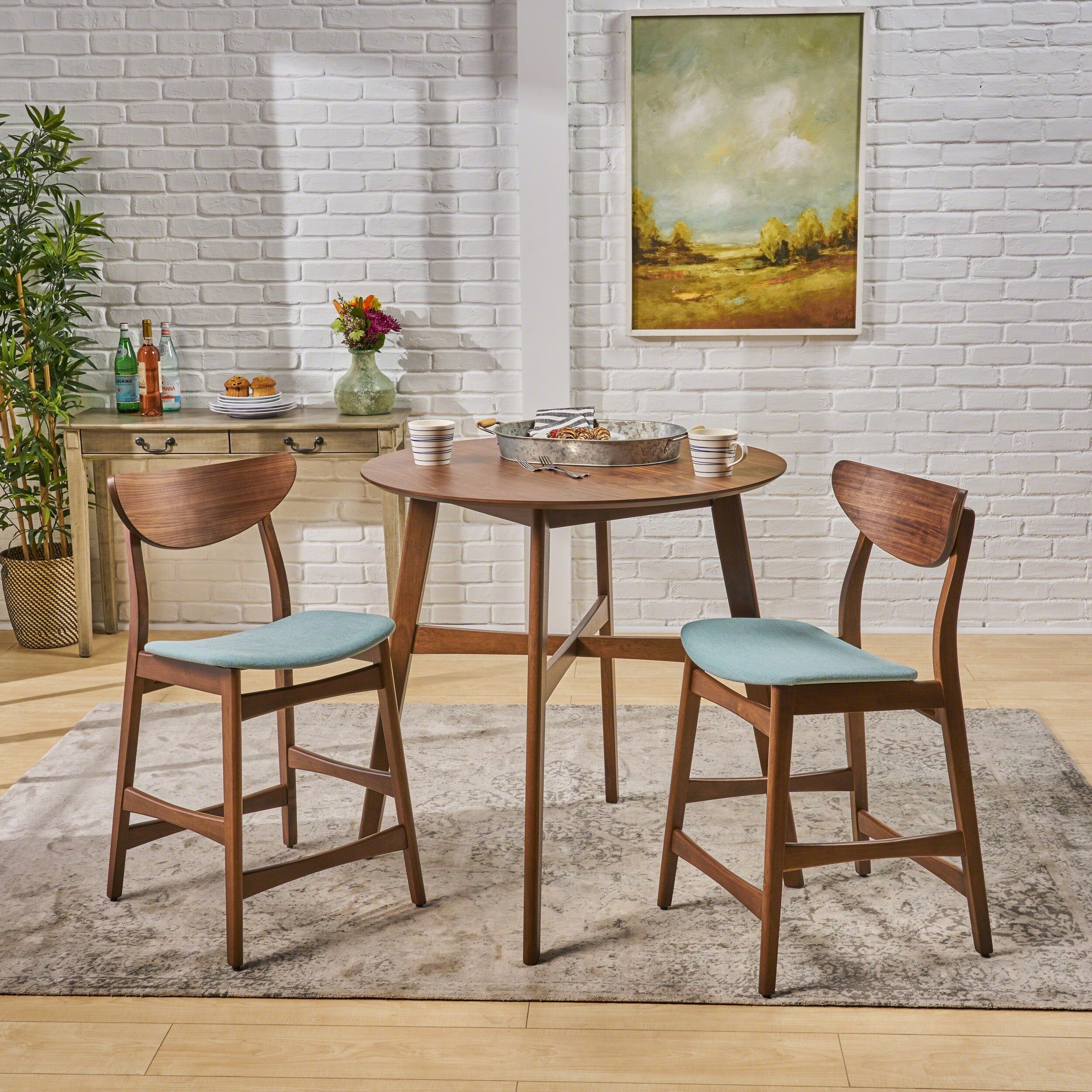 Carson Carrington Lund 3 piece Wood Counter height Round Dining